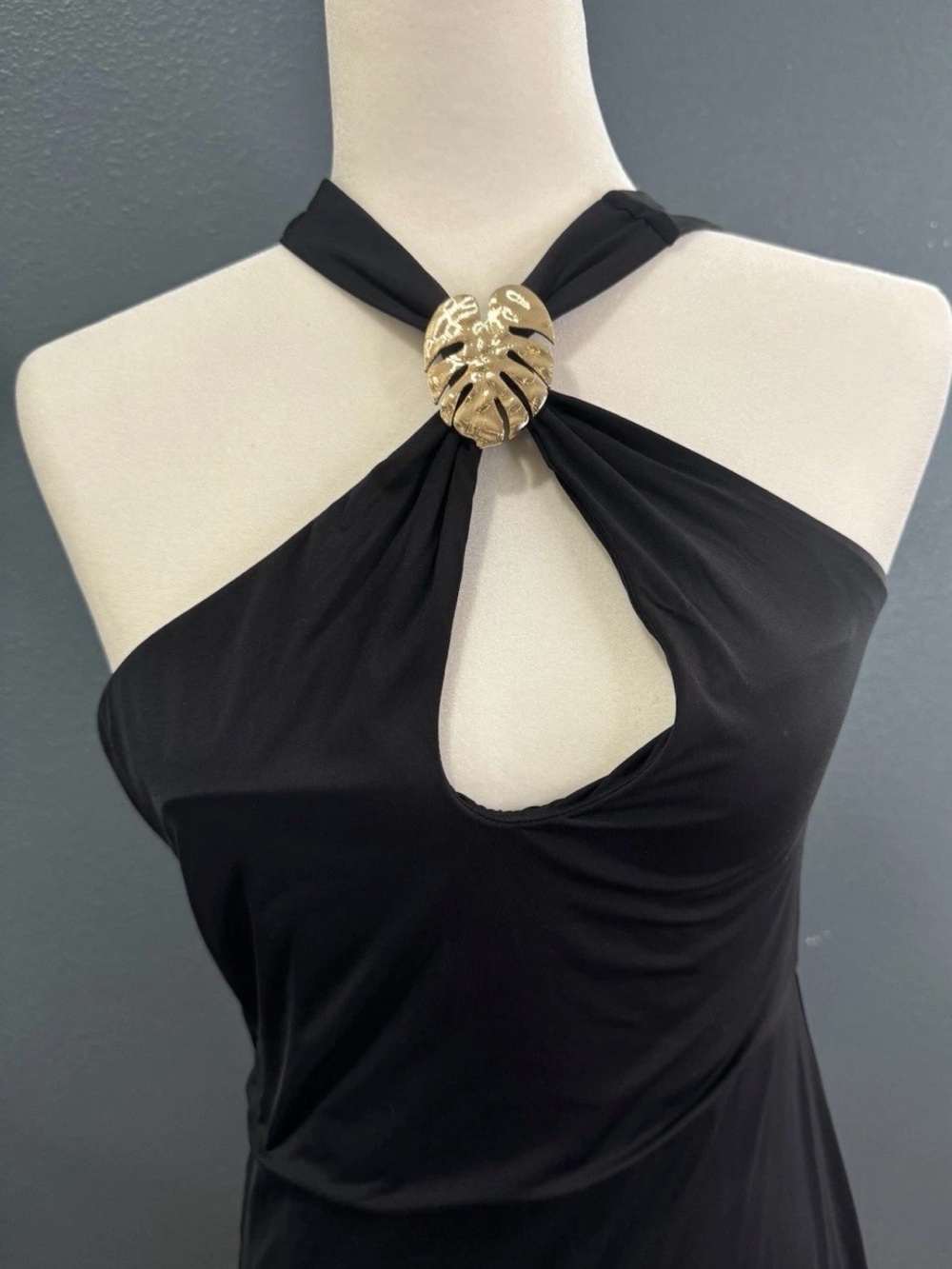 NWT Red Carter Black Dress with Gold Leaf Accent